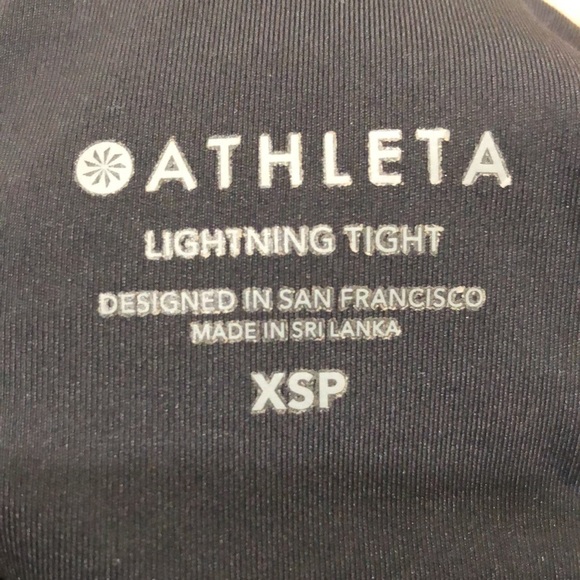 Athleta Lightening Stash Pocket Tights Size XSP XS Petite Black Mesh Reflective - Picture 10 of 11